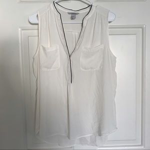 H&M white and black sleeveless blouse top